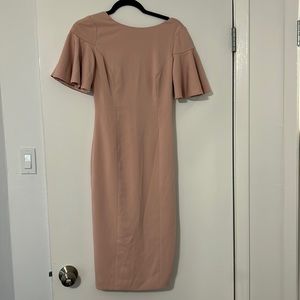 Jay Godfrey light pink midi dress with ruffle sleeves